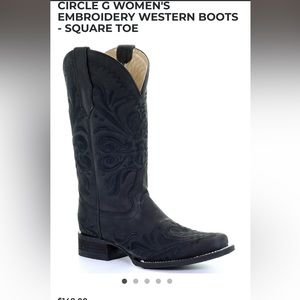 Circle G Women’s Black Embroidery Western Boots Size 8.5